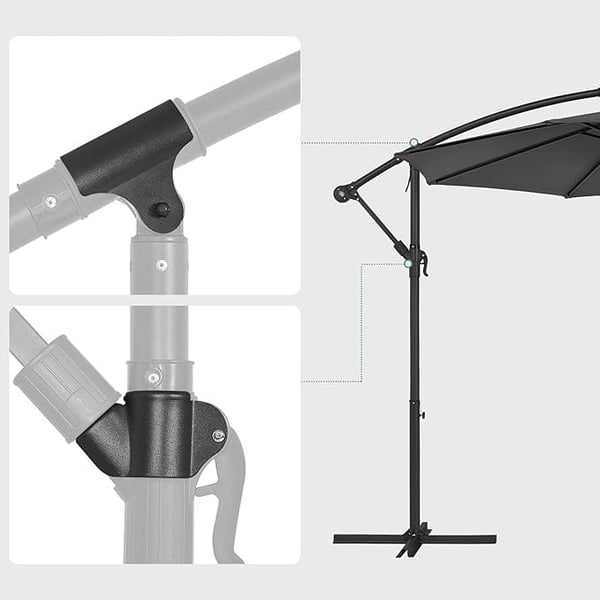 Fritstående parasol diameter 300 cm, haveparasol, UV-beskyttelse, til haven, terrassen