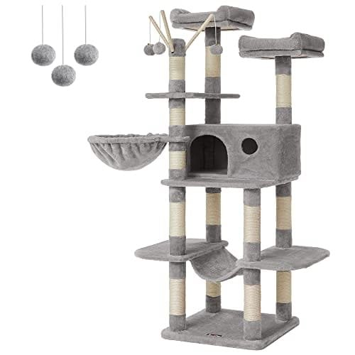 Feandrea Cat tree Kissan raapimispuu / raapiva huonekalu, XXL, 164 cm, vaaleanharmaa