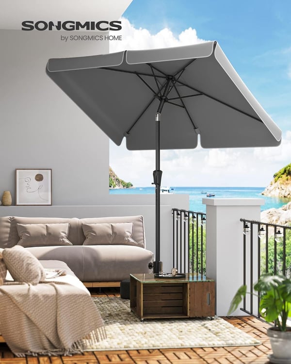 Parasol 200 X 150 Cm, rektangulær altanparaply, solafskærmning Upf 50+, 30° uden stativ, grå