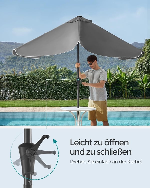 Parasol 200 X 150 Cm, rektangulær altanparaply, solafskærmning Upf 50+, 30° uden stativ, grå