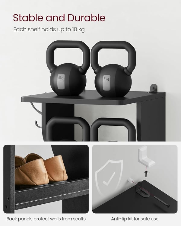 Slankt Skostativ, Smal Skoopbevaring, Skoskabe, 6-lags Skostativ, Entre, Garderobe, Sort