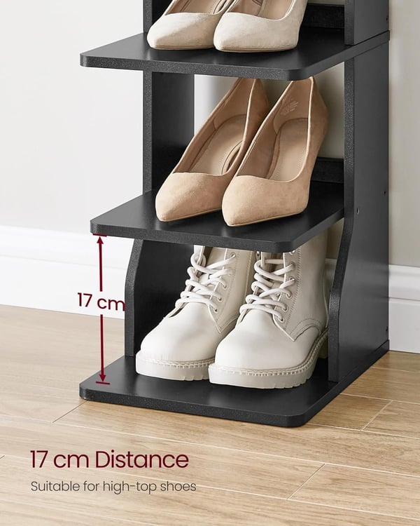 Slankt Skostativ, Smal Skoopbevaring, Skoskabe, 6-lags Skostativ, Entre, Garderobe, Sort