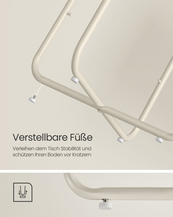 Lille Rundt Sofabord, Sidebord med Stofkurv, Opbevaring til Stue, Soveværelse, Natbord, Moderne Stil, Cremehvid