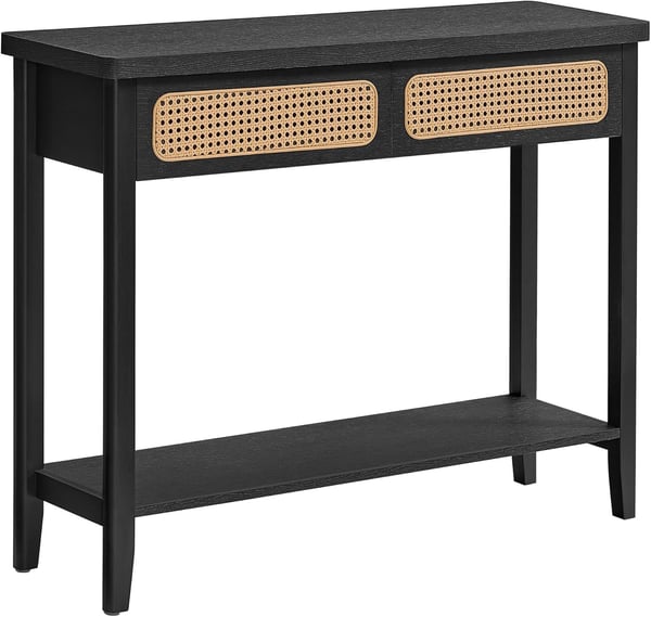 Konsolbord, Entrebord, Entremøbler, Åben Hylde, Afrundede Hjørner, Boho Style, Ash Black