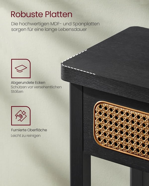 Konsolbord, Entrebord, Entremøbler, Åben Hylde, Afrundede Hjørner, Boho Style, Ash Black