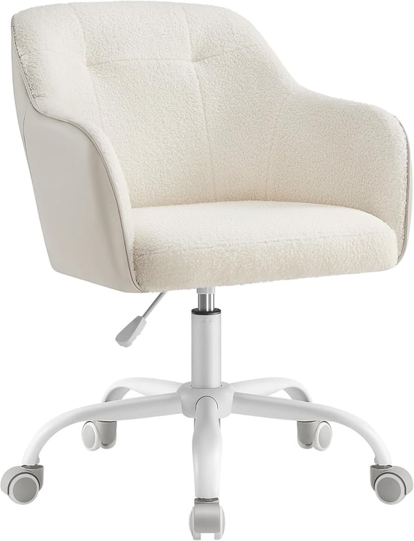 Kontorsstol med snurrfunktion, skrivbordsstol höjdjusterbar upp till 110 kg lastkapacitet, Cappuccino Beige
