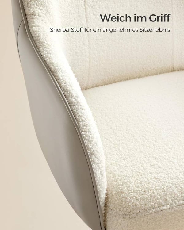 Kontorstol med drejefunktion, skrivebordsstol med højdejusterbar kapacitet op til 110 kg, Cappuccino Beige