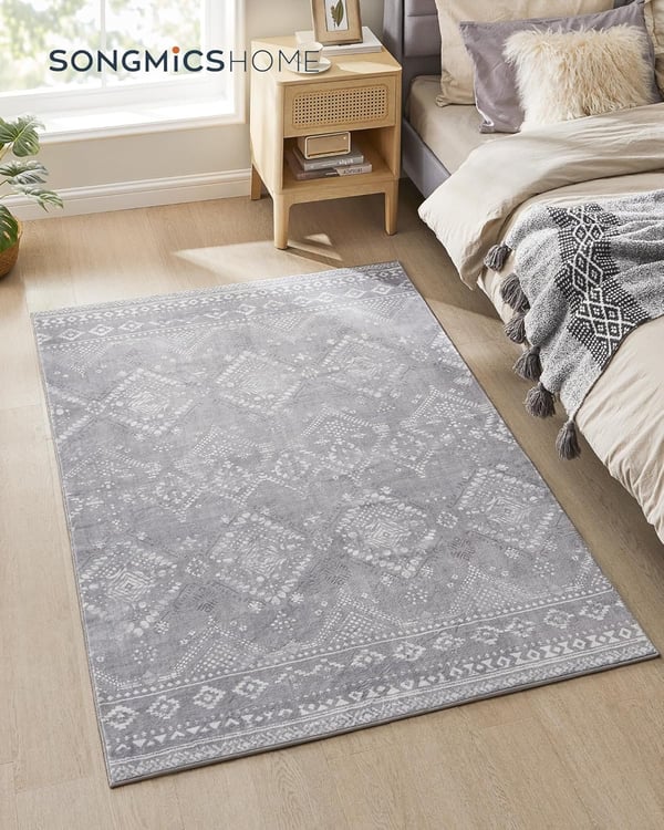 Matto, 120 x 170 cm Matto makuuhuoneeseen, olohuoneeseen, Liukumaton Kokolattiamatto, Vaaleanharmaa