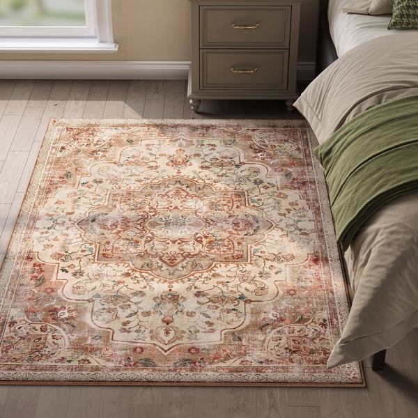Tæppe 120 x 170 cm Stuetæppe, Skridsikkert tæppe Traditionel Vintage Stil, Cappuccino Beige