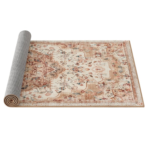Tæppe 80 x 150 cm Skridsikkert tæppe i traditionel vintagestil, duegrå