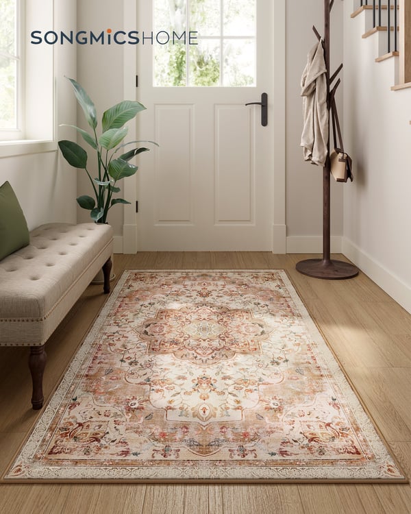Tæppe 80 x 150 cm Skridsikkert tæppe i traditionel vintagestil, duegrå