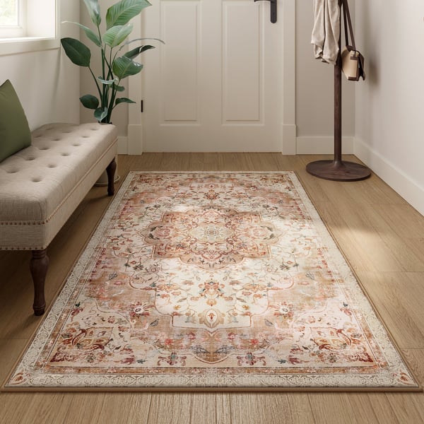 Tæppe 80 x 150 cm Skridsikkert tæppe i traditionel vintagestil, duegrå