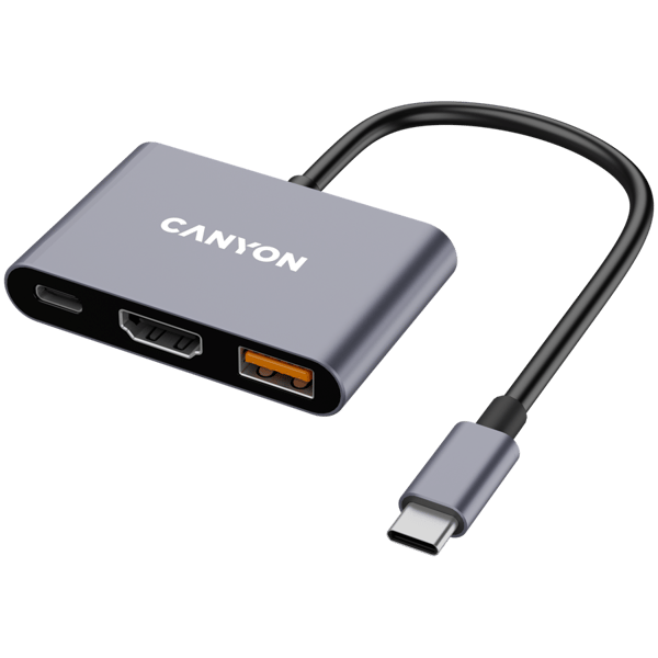 CANYON HUB DS-4 3-in-1 USB-C Harmaa