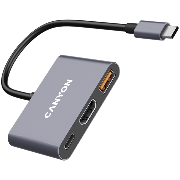 CANYON HUB DS-4 3-in-1 USB-C Harmaa