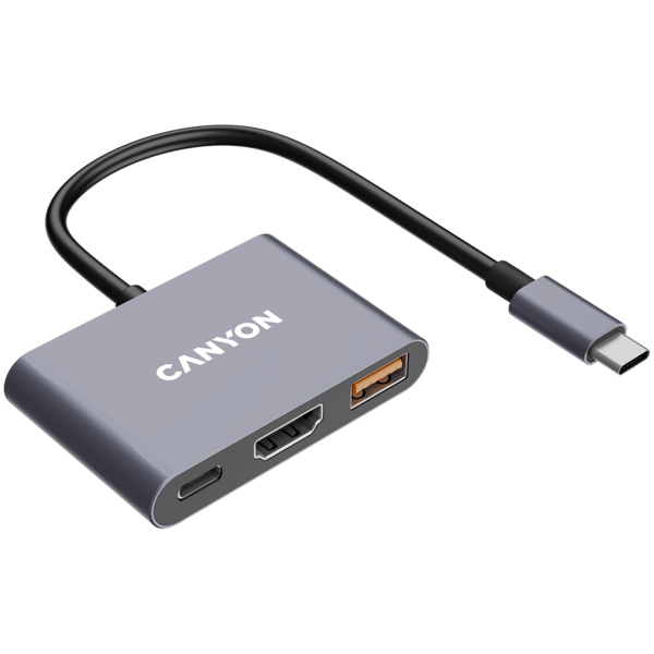 CANYON HUB DS-4 3-in-1 USB-C Harmaa