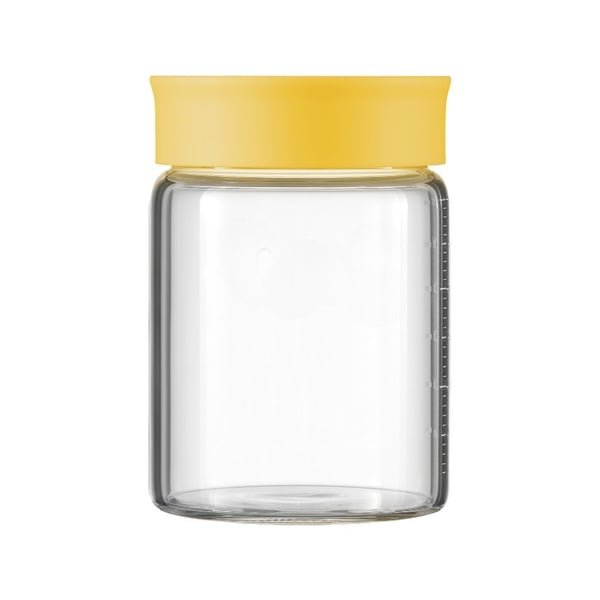 BUYDEEM 500 ml blød gul glasbeholder med låg, model CS1013