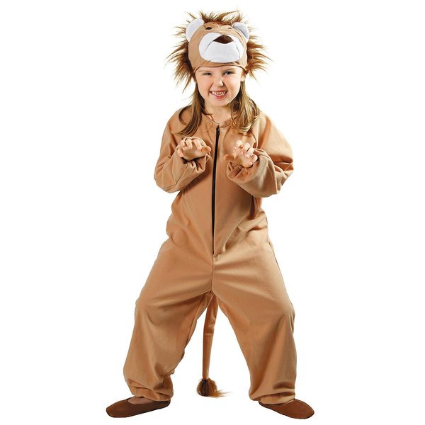 LØVEKOSTUME 134/140 JUMPSUIT DYREKONGENS MAKE