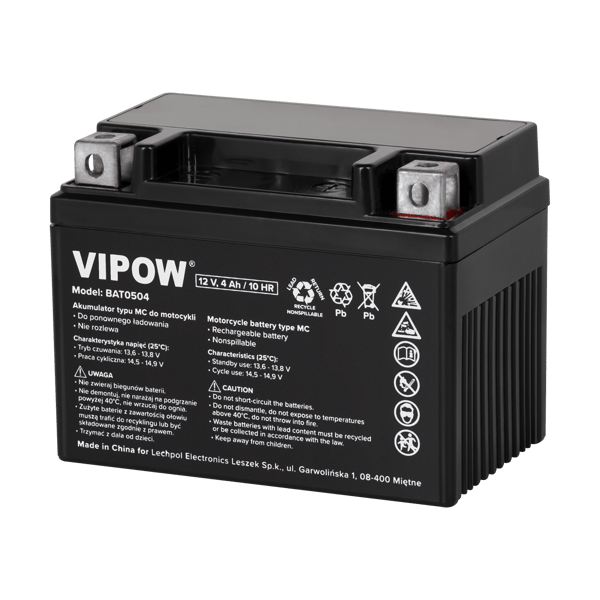 Akku Vipow tyyppi MC moottoripyöriin 12 V 4Ah