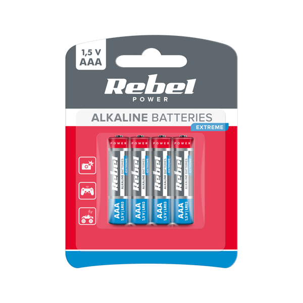 Alkaliparistot AAA LR03 R3 LR3 4 kpl 1,5V Rebel Extreme