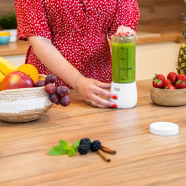 Bærbar trådløs rejseblender glas kop 450ml 100W Teesa