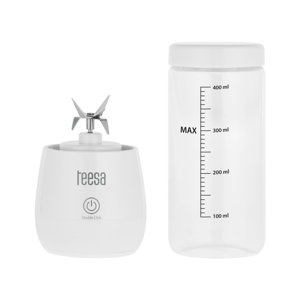 Bærbar trådløs rejseblender glas kop 450ml 100W Teesa