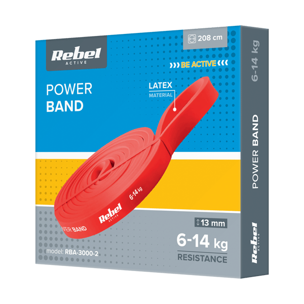 Modstandsbånd til træning elastisk holdbar power band 6-14 kg Rebel