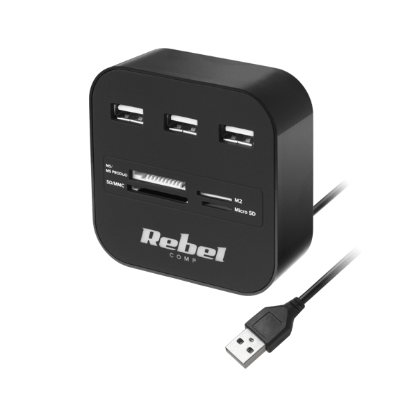 USB 2.0 Hub Rebel Hub Portsplitter 480 Mb/s MicroSD