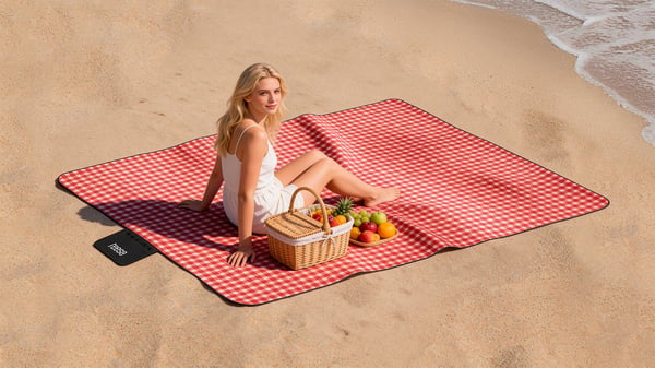 Isoleret picnicmåtte 200x300 cm teesa - rød ternet