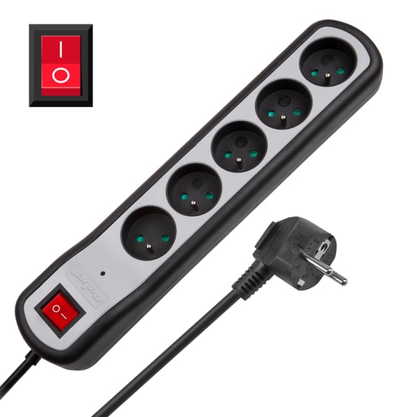 Forlængerledning strømskinne 5 m 5 stik Rebel Forlængerledning strømskinne 5 m 5 stik Rebel