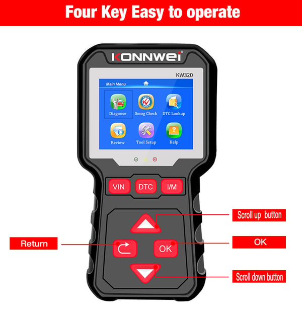 Konnwei KW320 OBD2 diagnostisk scanner tester