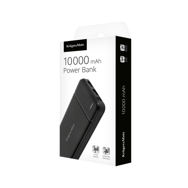 Power bank 10000mAh 2xUSB USB-C kaapeli KrugerMatz