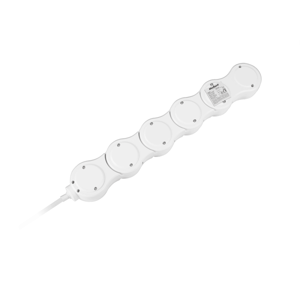 Foldbar slange strømstrip 1,5m 5 udtag 2xUSB Rebel