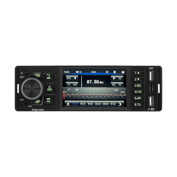 Autoradio Kruger&Matz Bluetooth 4-tuumainen AUX peräkameran liitäntä 1 DIN