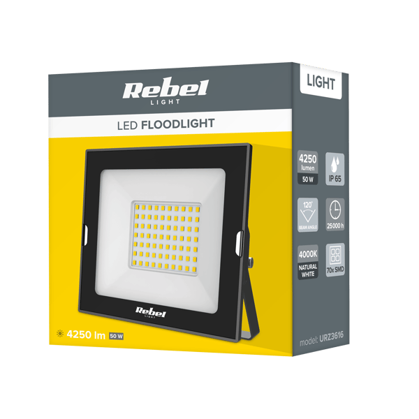 Halogen LED spotlight lampe projektør 50W 4000K IP65 Rebel
