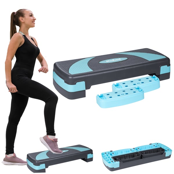 Aerobicsstep 78 cm fitnessövningar 3 nivåer modulär justerbar plattform