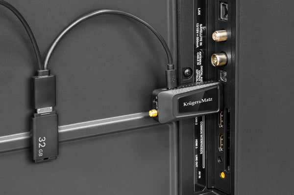 DVB-T2-viritin KrugerMatz H.265 HEVC -dekooderi HDMI:lle