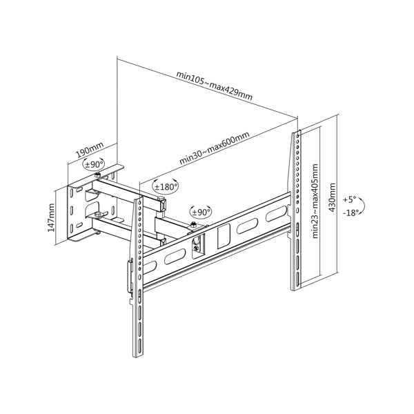 Cabletech fäste för TV 37"-70"