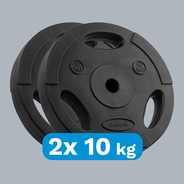 Bitumen vægt sæt 2x10kg 20kg hul 31mm plade håndtag REBEL
