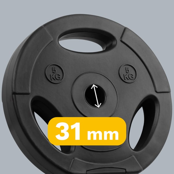 Bitumenbelastning sæt 4x5kg 20kg hul 31mm plade håndtag REBEL