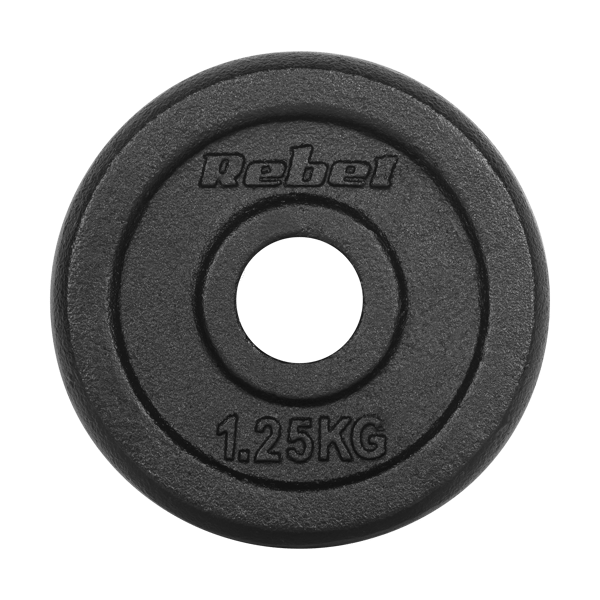 Støbejernsvægtsæt 4x1,25kg 5KG hul 31mm klassisk plade REBEL