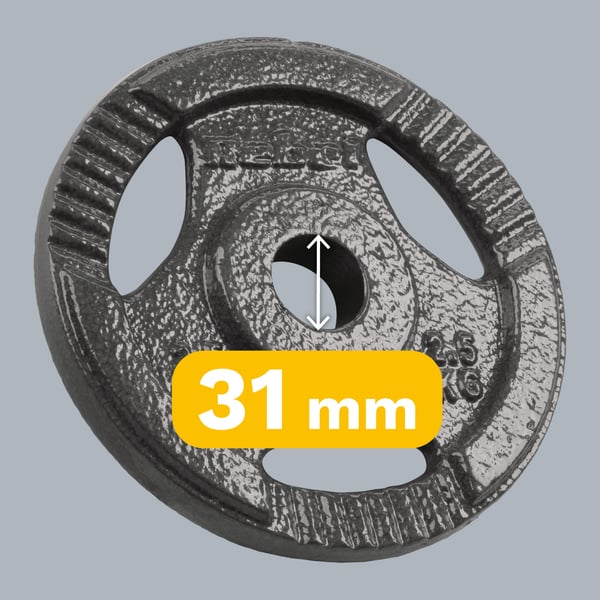 Støbejernsvægtsæt 4x2,5kg 10kg hul 31mm plade med håndtag REBEL