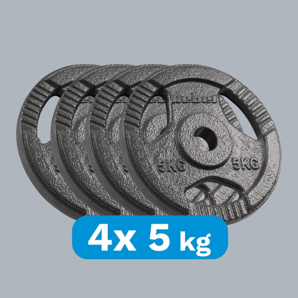 Valurautainen painosarja 4x5 kg 20 kg aukko 31 mm levyt kahvoilla REBEL