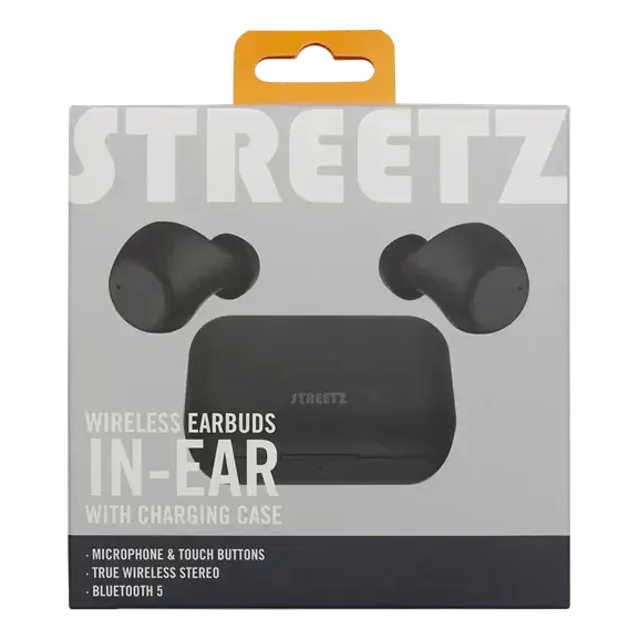 STREETZ Trådlösa In-Ear Hörlurar, BT 5, TWS - Svart