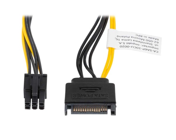 Delock 82924 – Cavo Alimentazione SATA 15 Pin A 6 Pin PCI Express, 20 Cm, Nero/giallo, Per Schede Grafiche - 4