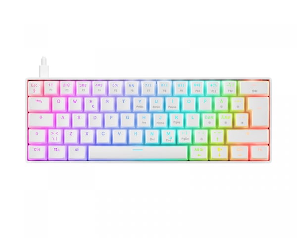 WK90 RGB 60% Hotswap Mekanisk Tastatur [Pink Linear] - Hvid