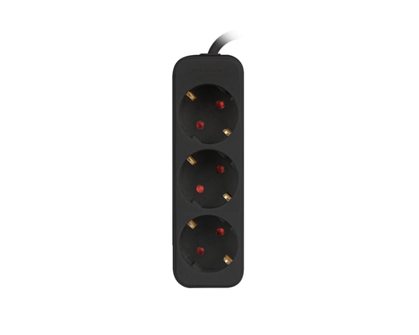 Stikdåse 3-strømstik 1.5 Meter - Sort