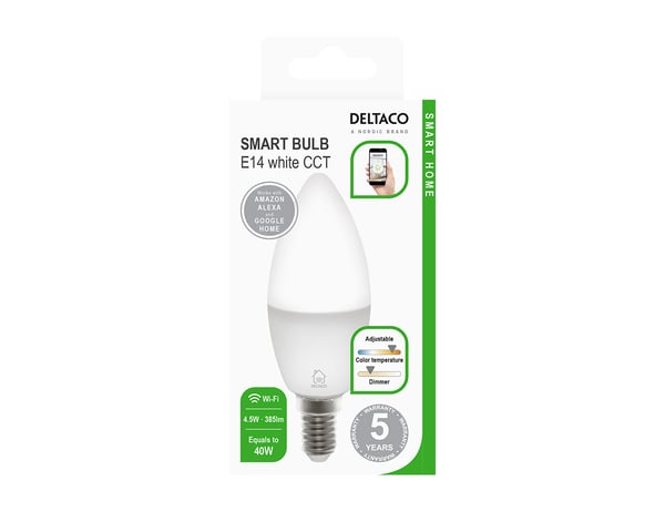 Smart Lampe E14 WiFI, White CCTC, Dimbar