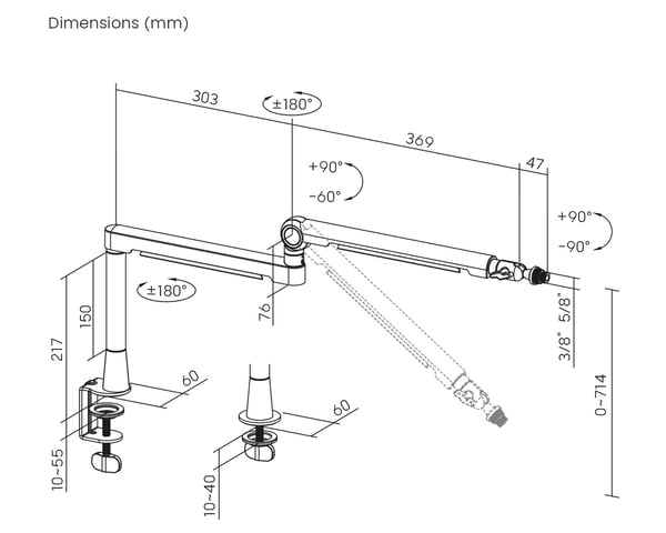 Aluminium Mikrofonarm - Sort
