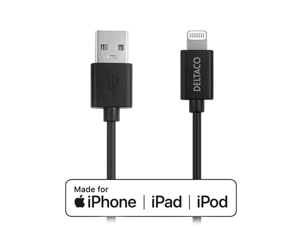 USB-A til Lightning MFi - Ladekabel 2m - Svart