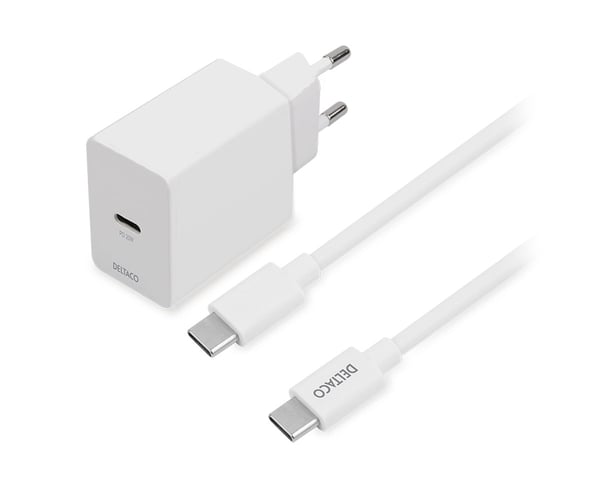 USB-C PD Wall Charger 20 W incl USB-C Cable - Hvit Vegglader